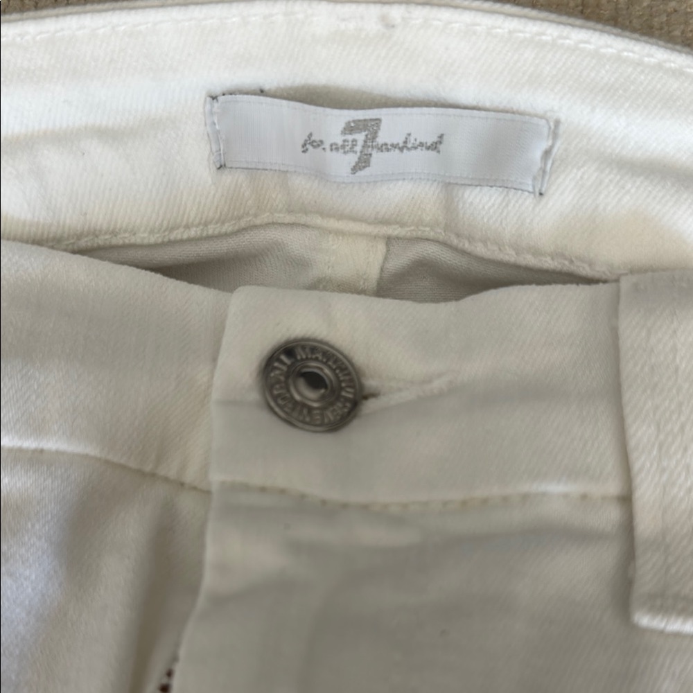 7 For All Mankind White Jeans Embellished with detailed “jewels “